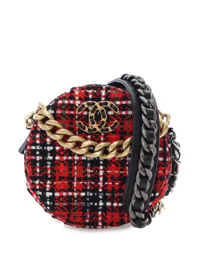 Pre-owned Chanel 2020 Tweed 19 Round Clutch With Chain Satchel