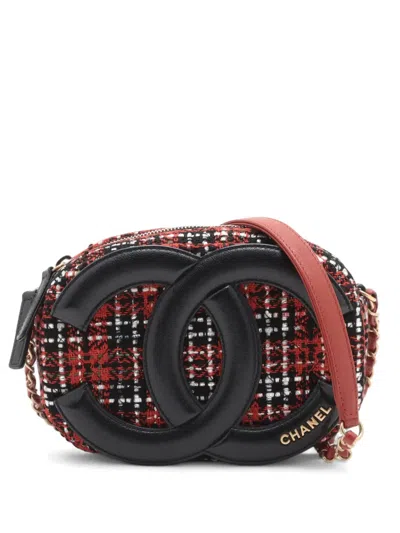 Pre-owned Chanel 2020 Tweed And Lambskin Coco Midnight Camera Bag Crossbody Bag In Multi