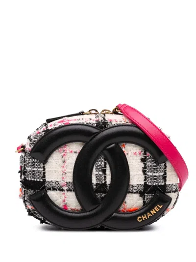Pre-owned Chanel 2020 Tweed And Lambskin Coco Midnight Camera Bag Crossbody Bag In White
