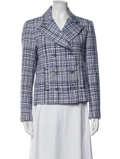 Pre-owned Chanel 2020 Tweed Blazer In Black/blue/white