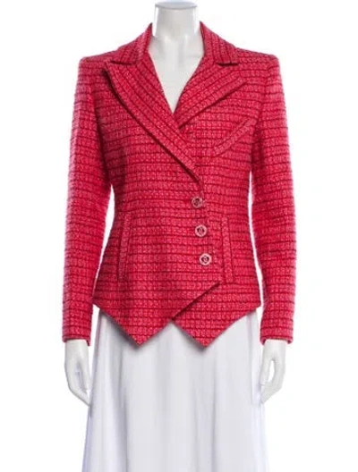 Pre-owned Chanel 2020 Tweed Blazer W/ Tags In Red