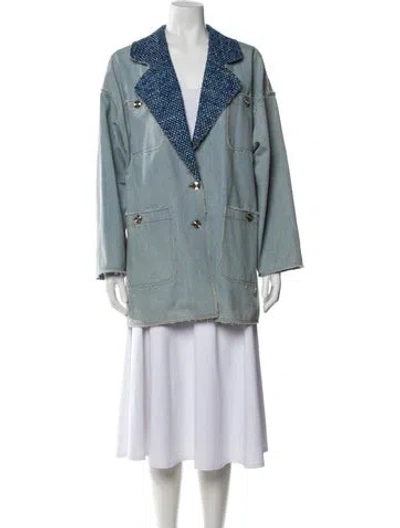 Pre-owned Chanel 2020 Tweed Pattern Blazer In Blue