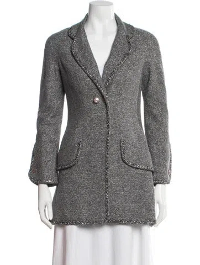 Pre-owned Chanel 2020 Tweed Pattern Blazer In Grey