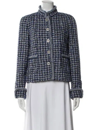 Pre-owned Chanel 2020 Tweed Pattern Evening Jacket In Blue