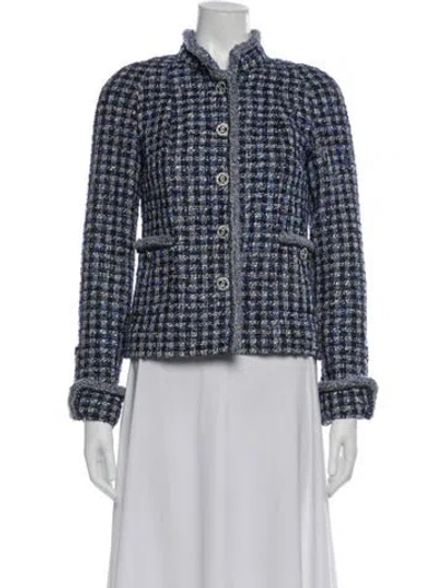 Pre-owned Chanel 2020 Tweed Pattern Evening Jacket In Blue