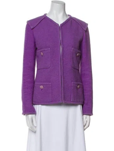 Pre-owned Chanel 2020 Tweed Pattern Evening Jacket In Purple