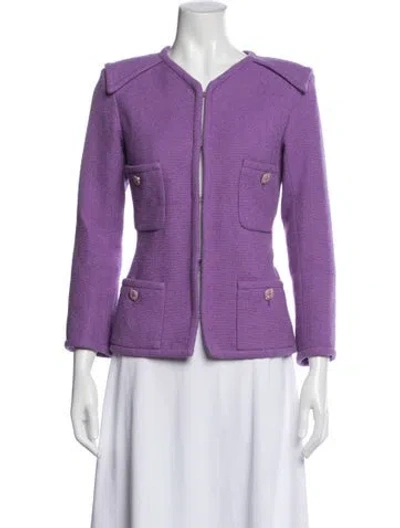 Pre-owned Chanel 2020 Tweed Pattern Jacket In Purple