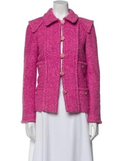 Pre-owned Chanel 2020 Tweed Pattern Jacket W/ Tags In Pink