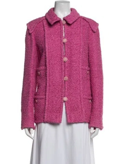 Pre-owned Chanel 2020 Tweed Pattern Jacket W/ Tags In Pink