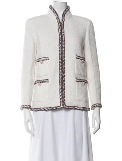 Pre-owned Chanel 2020 Tweed Pattern Jacket In White