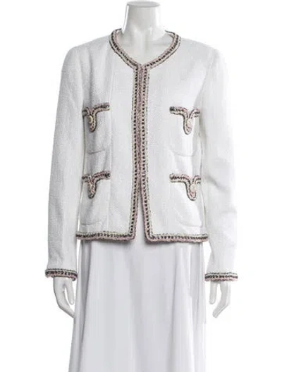 Pre-owned Chanel 2020 Tweed Pattern Jacket In White