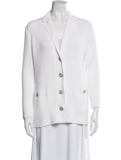 Pre-owned Chanel 2020 V-neck Sweater In White