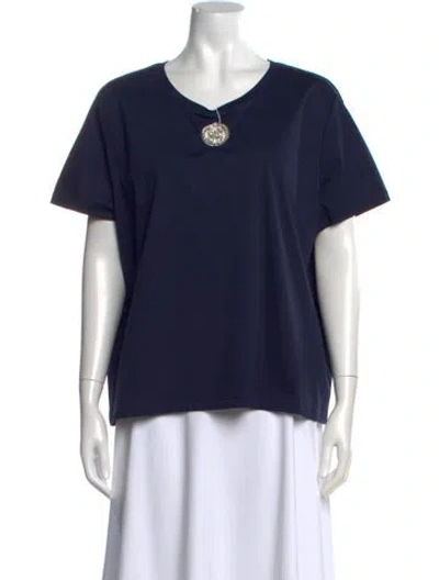 Pre-owned Chanel 2020 V-neck T-shirt In Blue