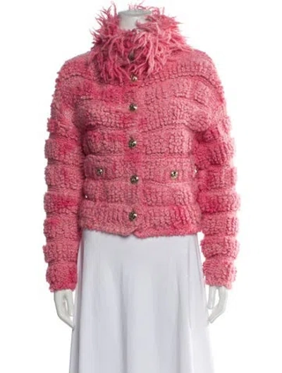 Pre-owned Chanel 2020 Wool Fur Jacket In Pink