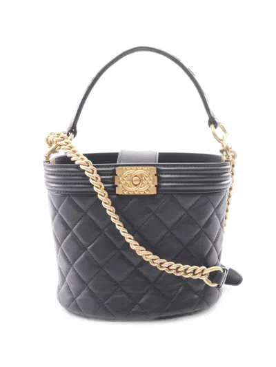 Chanel 2020-2021 Boy  Quilted Bucket Bag In Black