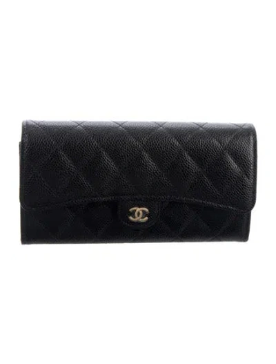 Pre-owned Chanel 2020-2021 Classic Flap Continental Continental Wallet In Black