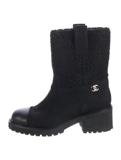 Pre-owned Chanel 2020-2021 Interlocking Cc Logo Boots In Black