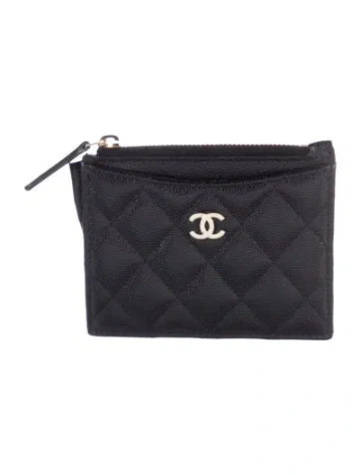 Pre-owned Chanel 2020-2021 Interlocking Cc Logo Card Holder In Black