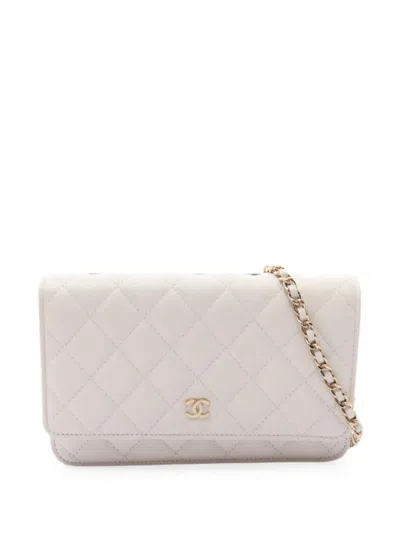 Pre-owned Chanel 2020-2021 Wallet On Chain Satchel Bag In White