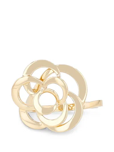 Pre-owned Chanel 2020s Camélia Fil Ring In Gold
