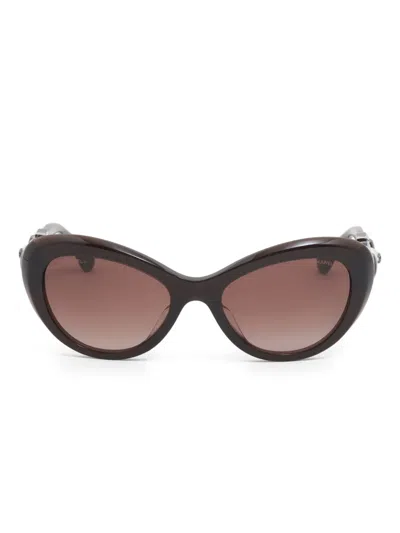 Pre-owned Chanel 2020s Cat-eye Sunglasses In Brown