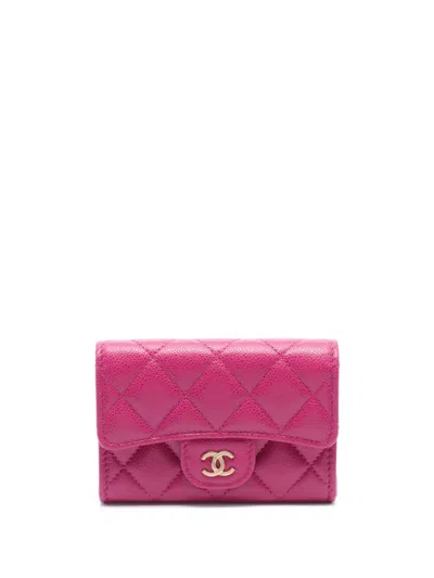 Pre-owned Chanel 2020s Diamond-quilted Cardcase In Pink