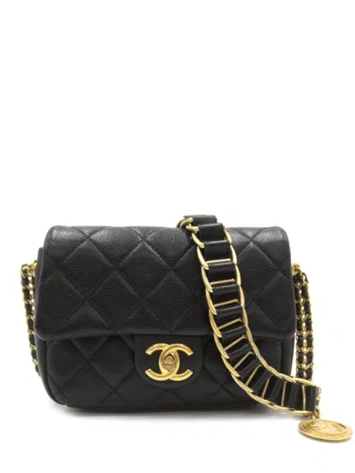 Pre-owned Chanel 2020s Mini Chain Soul Shoulder Bag In Black