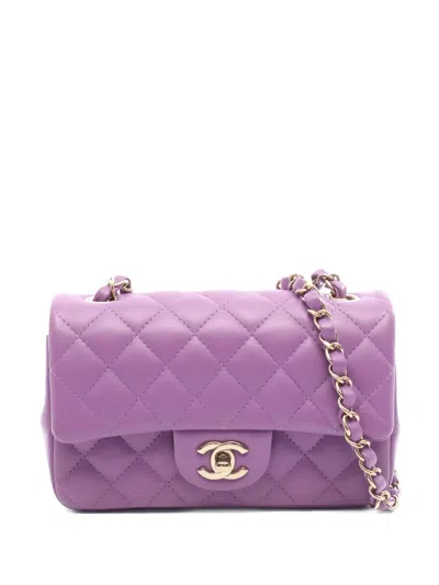 Pre-owned Chanel 2020s Mini Diamond-quilting Chain Shoulder Bag In Purple