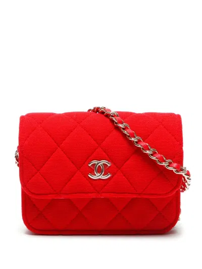 Pre-owned Chanel 2020s Mini Quilted Shoulder Bag In Red
