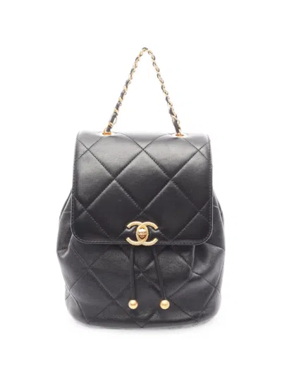 Pre-owned Chanel 2021 19 Diamond-quilted Backpack In Black