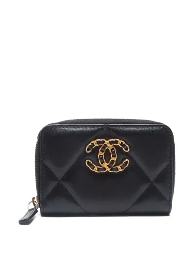 Pre-owned Chanel 2021-2022 Cc Leather Wallet In Black