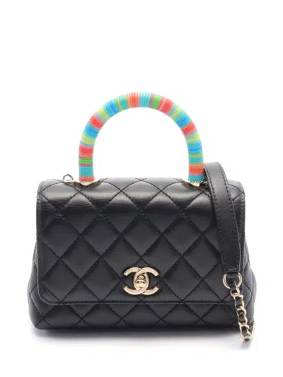 Pre-owned Chanel 2021-2022 Extra Mini Coco Handle Bag In Black