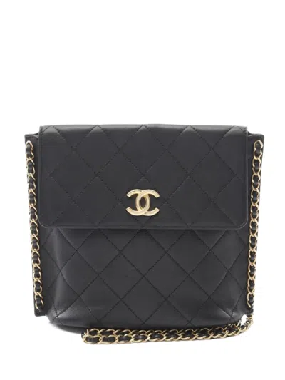 Pre-owned Chanel 2021-2022 Matelasse-quilting Leather Chain Bag In Black