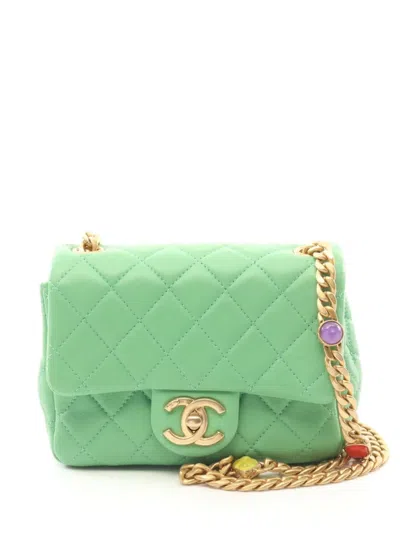 Pre-owned Chanel 2021-2022 Resin Square Flap Shoulder Bag In Pink