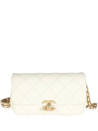 Pre-owned Chanel 2021-2023 Melody Belt Bag In White