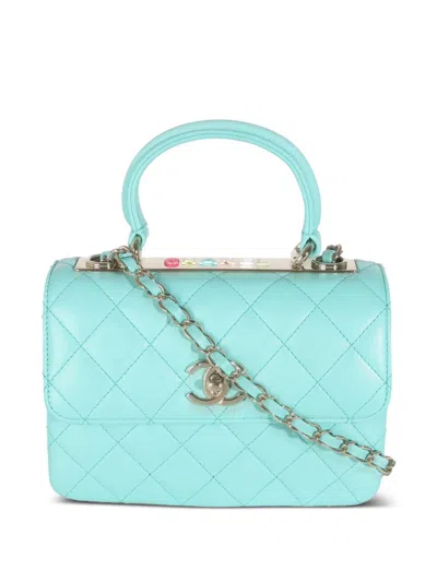 Pre-owned Chanel 2021-2023 Mini Trendy Handbag In Blue