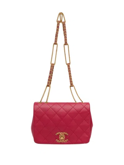 Pre-owned Chanel 2021-2023 Quilted Lambskin On And On Flap Shoulder Bag In Pink