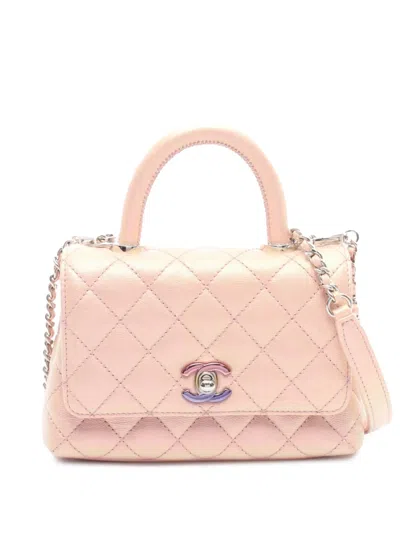 Pre-owned Chanel 2021-2025 Extra Mini Caviar Coco Top Handle Bag Satchel In Pink