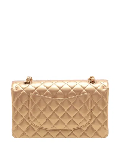 Pre-owned Chanel 2021-2025 Medium Classic Lambskin Double Flap Shoulder Bag In Brown