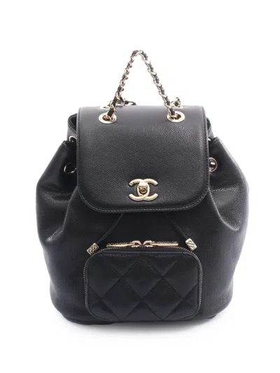 Pre-owned Chanel 2021-2025 Mini Business Affinity Caviar Backpack In Black
