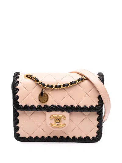 Pre-owned Chanel 2021-2025 Mini Calfskin Braided My Own Frame Flap Crossbody Bag In Pink