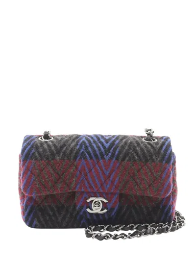 Pre-owned Chanel 2021-2025 Mini Classic Tweed Single Flap Shoulder Bag In Multi