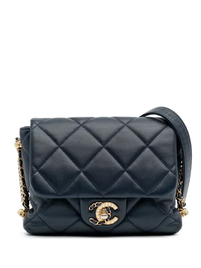 Pre-owned Chanel 2021-2025 Mini Quilted Lambskin Crush On Chains Flap Crossbody Bag