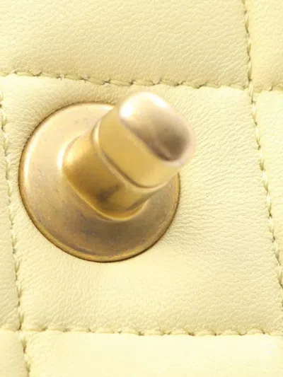 Pre-owned Chanel 2021-2025 Mini Quilted Lambskin Square Singe Flap Crossbody Bag In Yellow