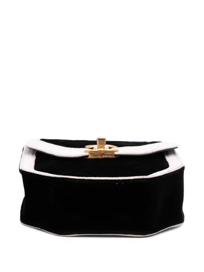 Pre-owned Chanel 2021-2025 Mini Quilted Velvet Place Vendome Single Flap Crossbody Bag In White
