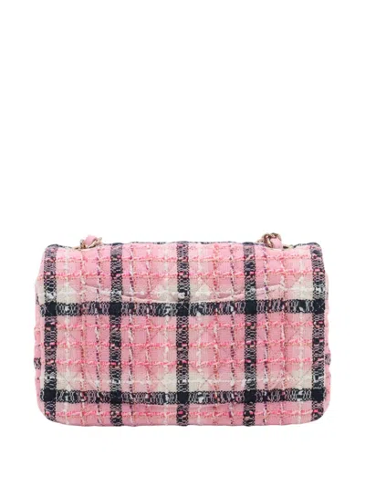 Pre-owned Chanel 2021-2025 Mini Rectangular Classic Tweed Single Flap Crossbody Bag In Black