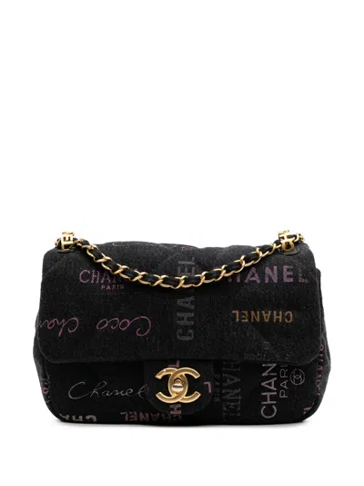 Pre-owned Chanel 2021-2025 Mini Rectangular Quilted Denim Mood Flap Crossbody Bag