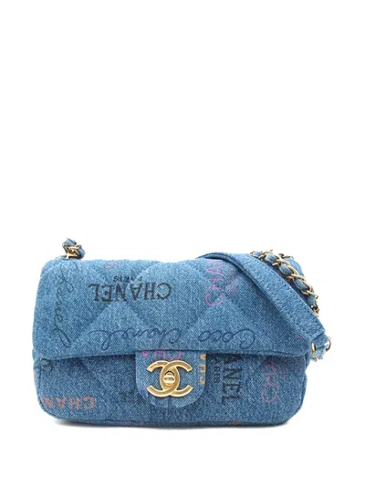 Pre-owned Chanel 2021-2025 Mini Rectangular Quilted Denim Mood Flap Crossbody Bag