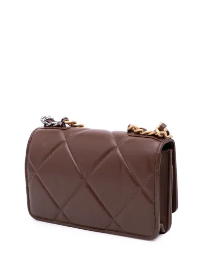 Pre-owned Chanel 2021-2025 Quilted Lambskin 19 Wallet On Chain Satchel In Brown