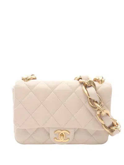Pre-owned Chanel 2021-2025 Small Quilted Lambskin Funky Town Flap Shoulder Bag In Brown